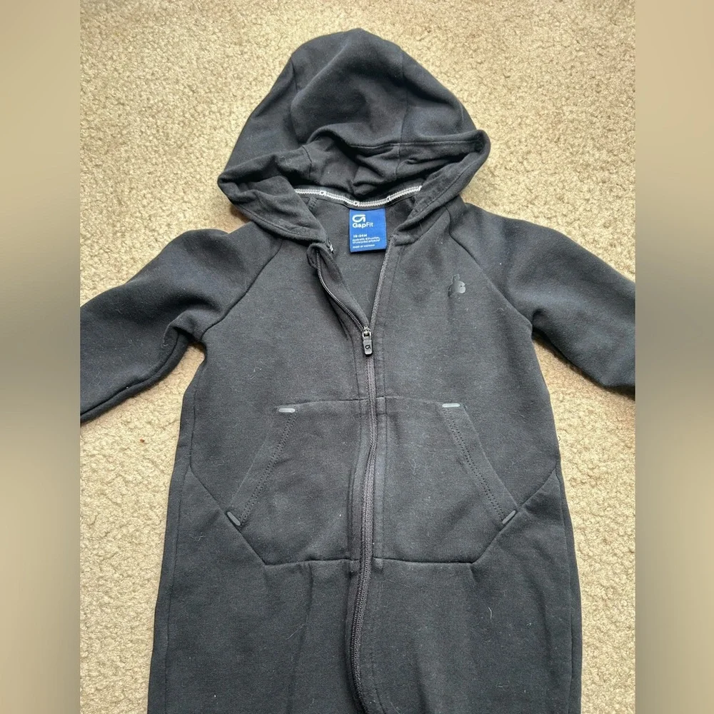 GAP Black Footies One Piece with Hood and Zipper